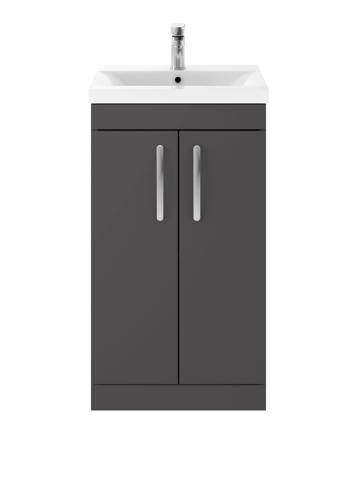 Modern Splash 500mm Gloss Grey 2 Door Floor Standing Cabinet With Mid-Edge Basin