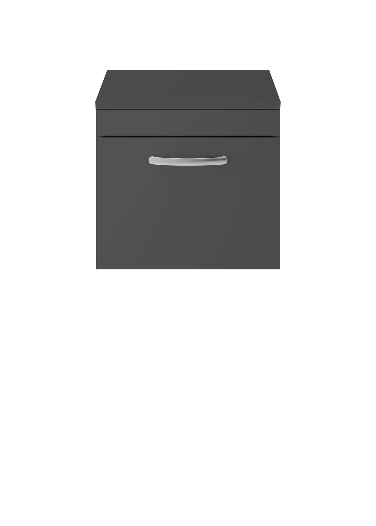 Modern Splash 500mm Gloss Grey 1 Drawer Wall Hung Vanity Unit With Co-ordinating Worktop