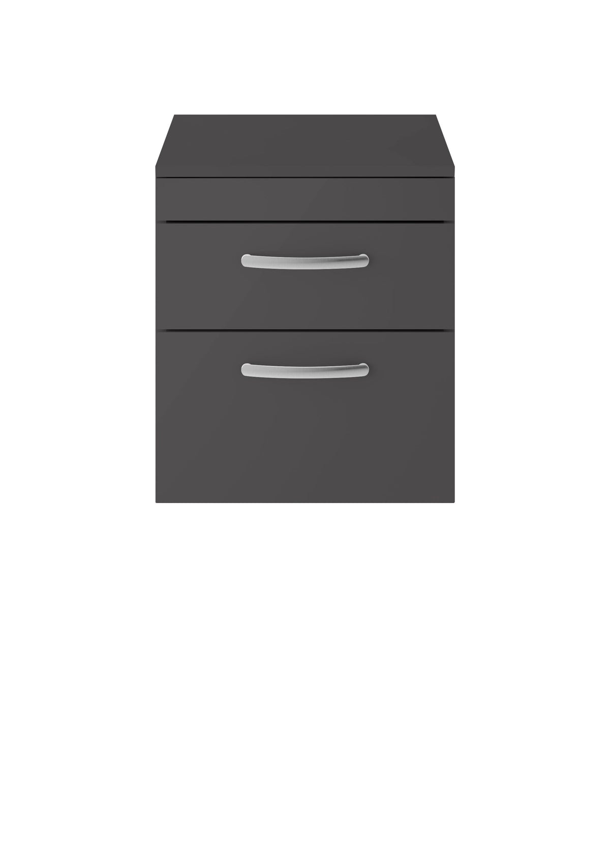 Modern Splash 500mm Gloss Grey 2 Drawer Wall Hung Vanity Unit With Co-ordinating Worktop