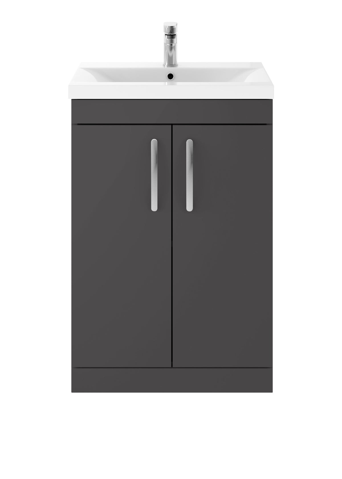 Modern Splash 600mm Gloss Grey 2 Door Floor Standing Cabinet With Mid-Edge Basin