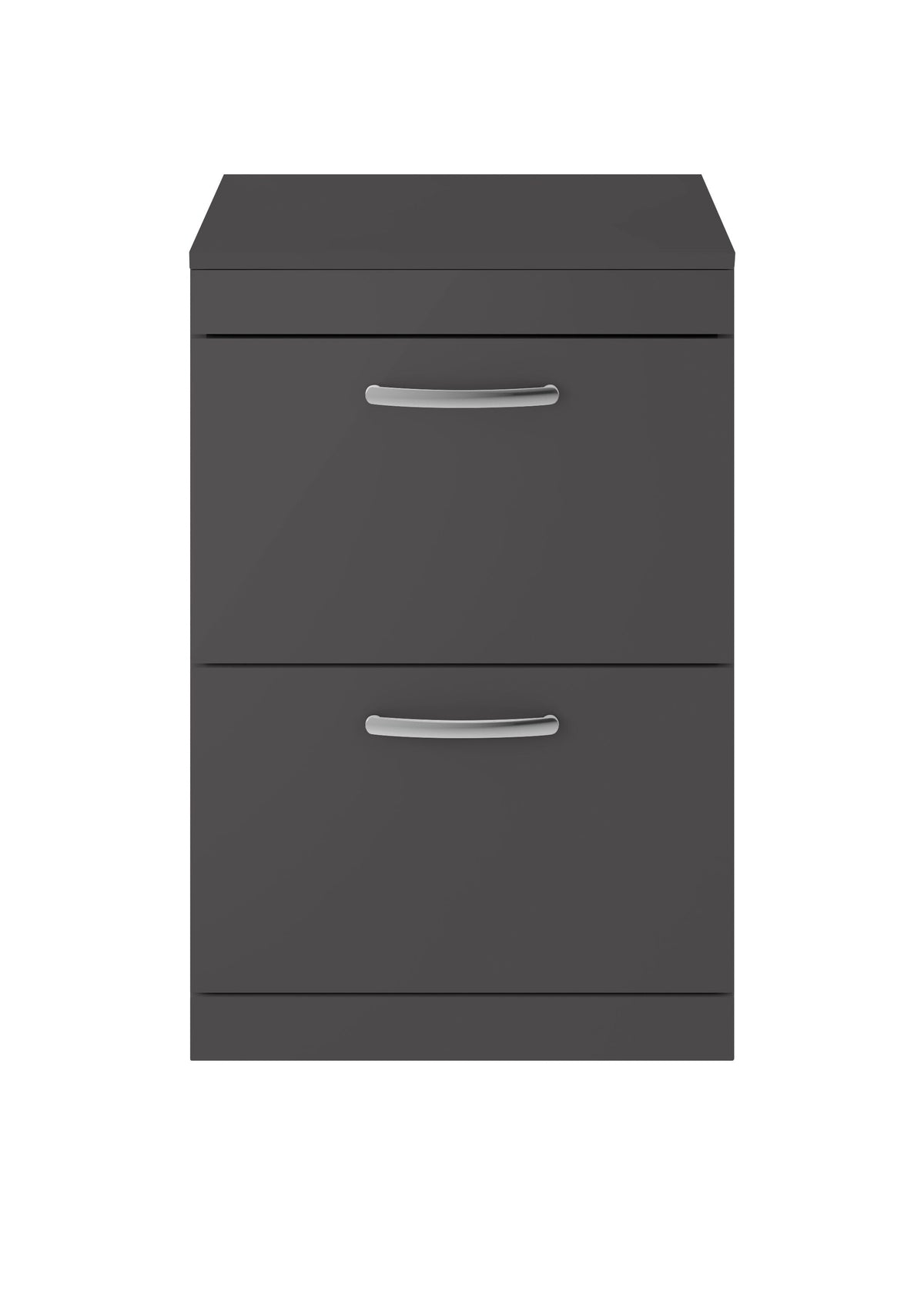 Modern Splash 600mm Gloss Grey 2 Drawer Floor Standing Vanity Unit With Co-ordinating Worktop