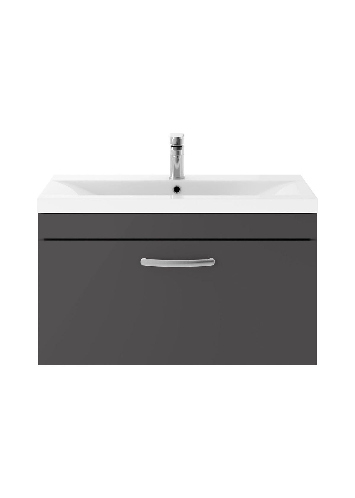 Modern Splash 800mm Gloss Grey 1 Drawer Wall Hung Cabinet With Mid-Edge Basin