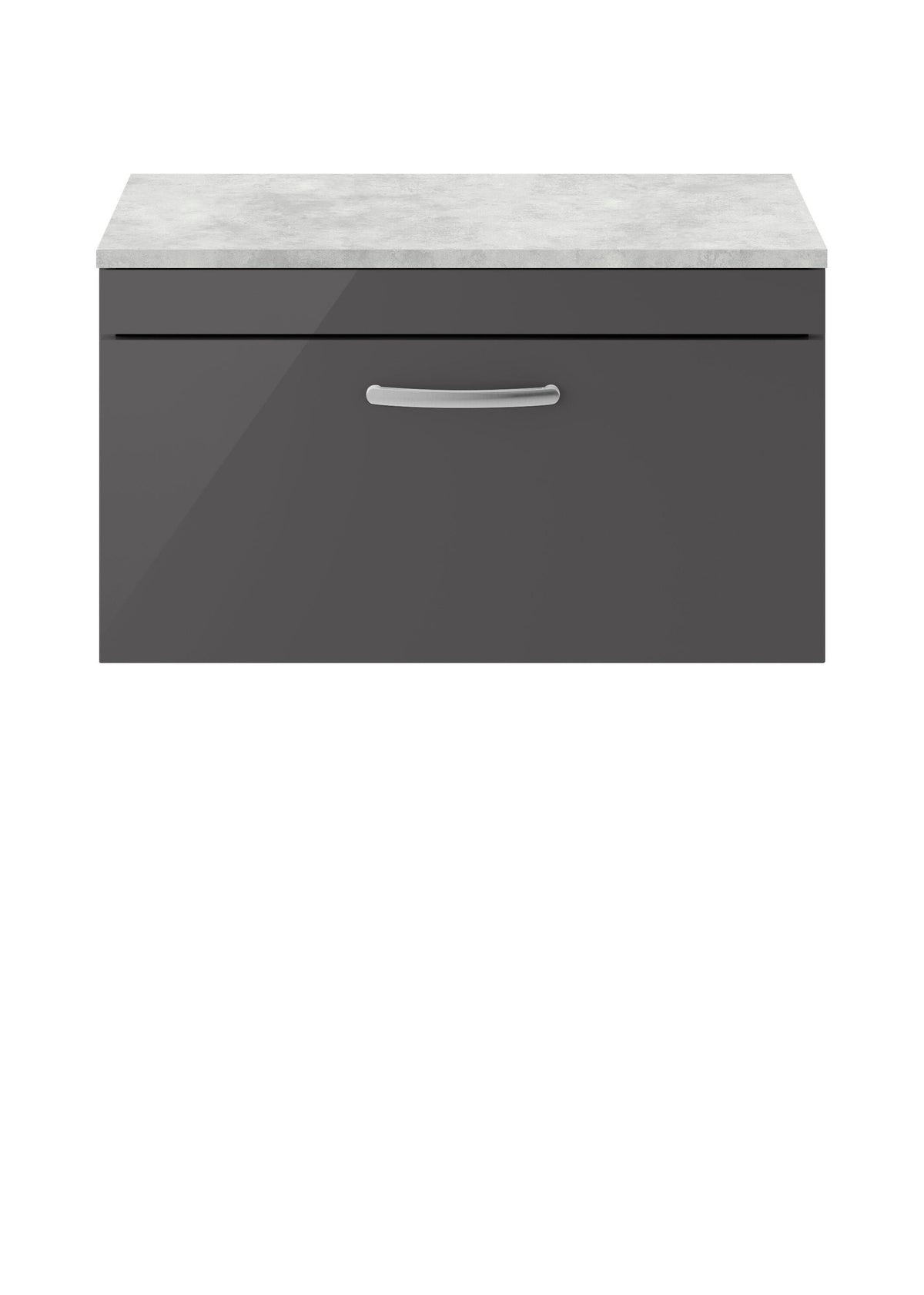 Modern Splash 800mm Gloss Grey 1 Drawer Wall Hung Vanity Unit With Bellato Grey Worktop