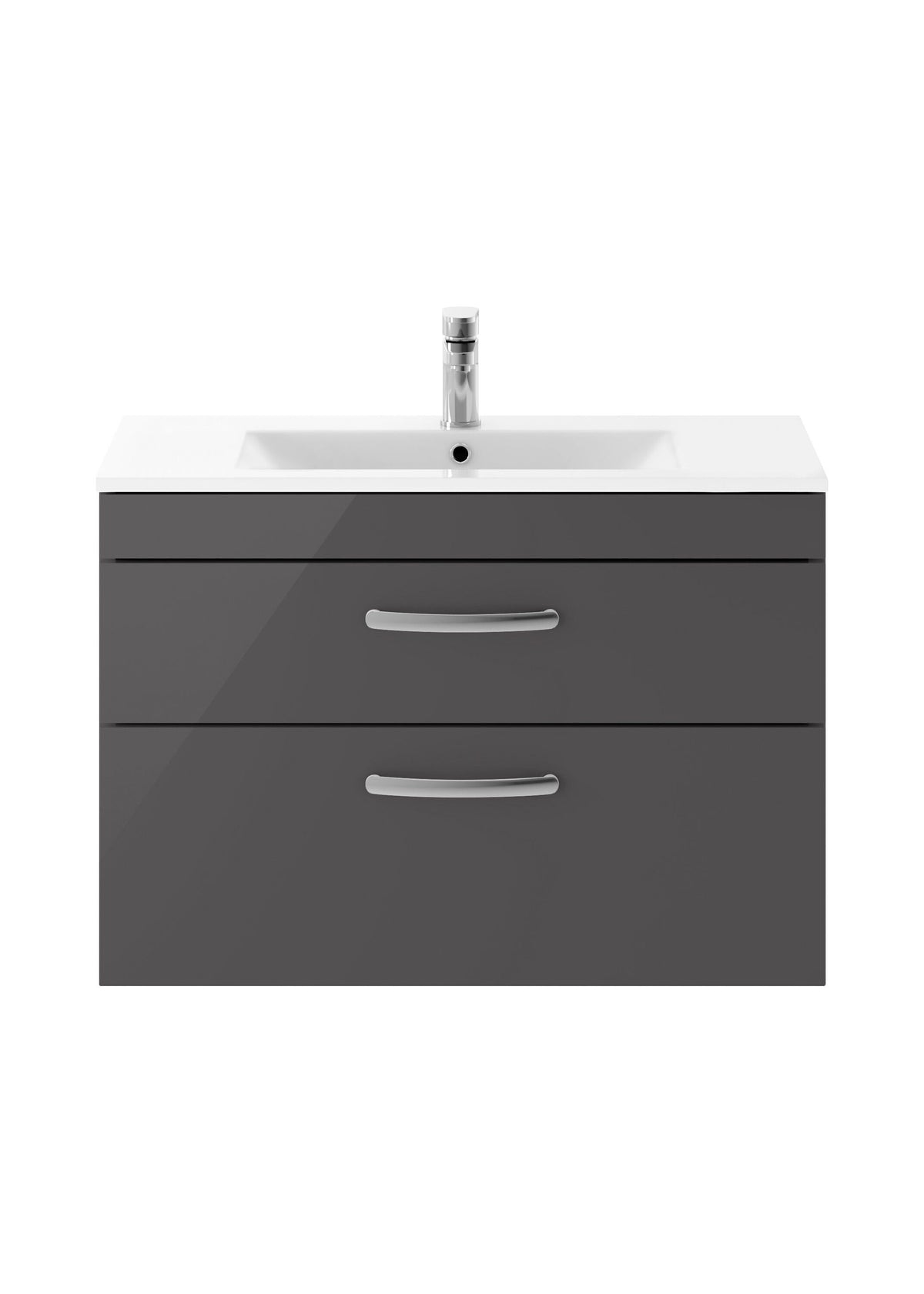 Modern Splash 800mm Gloss Grey 2 Drawer Wall Hung Cabinet With Minimalist Basin