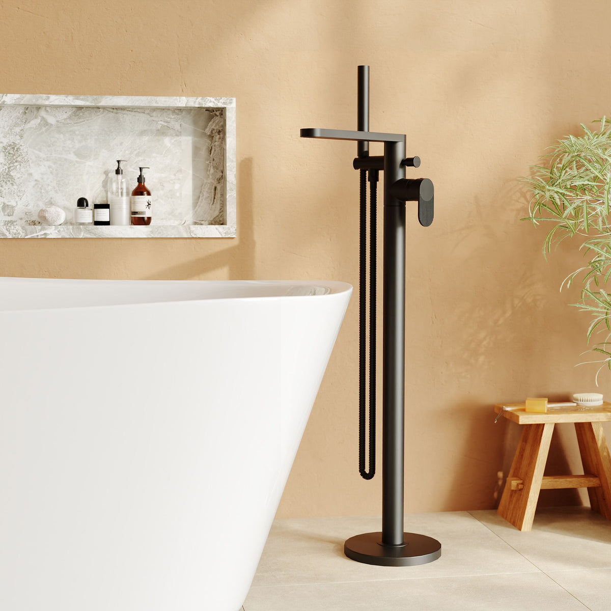 Modern Splash Cyprus Freestanding Matt Black Bath Shower Mixer