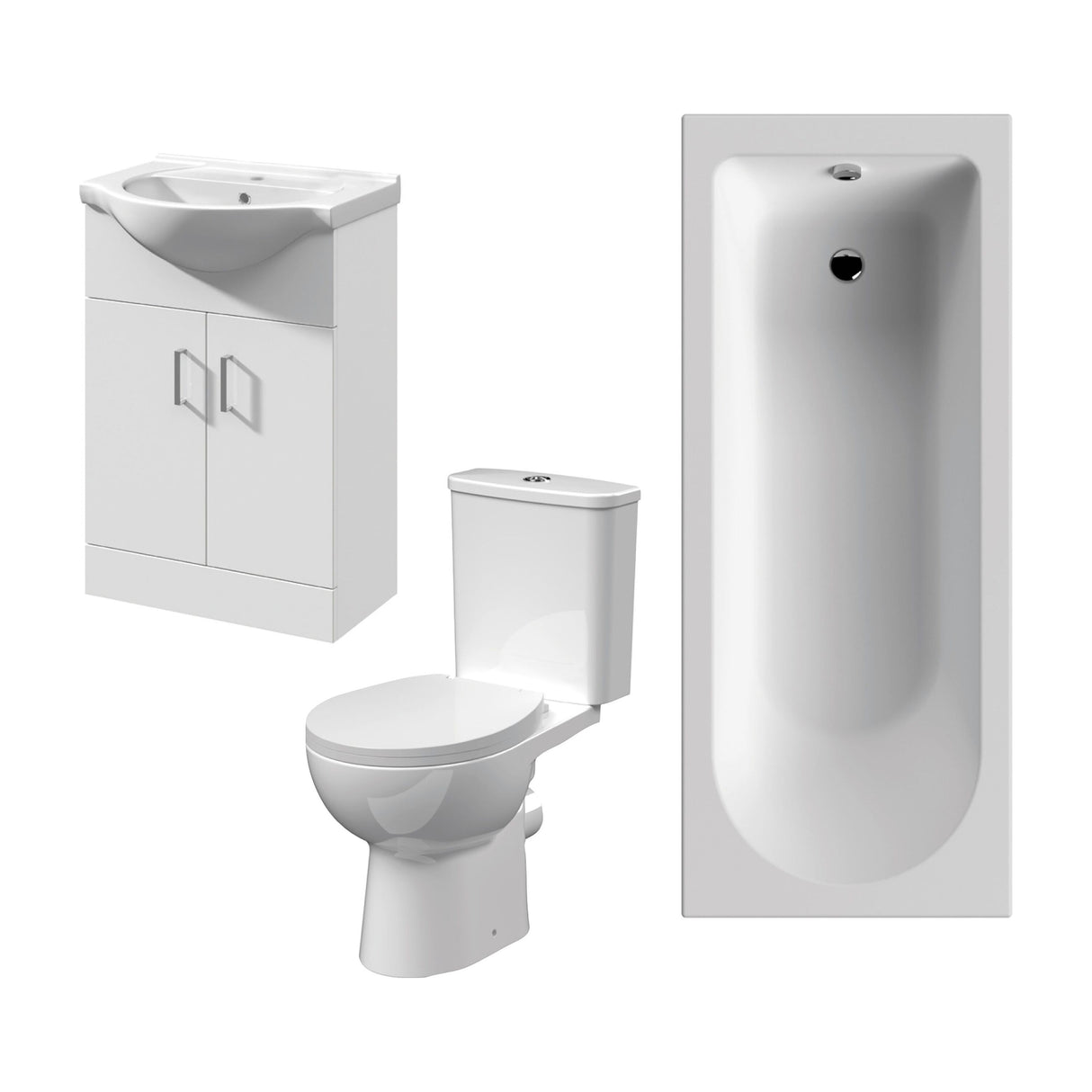 Modern Splash 1700 x 700mm Single Ended Bath With 550mm Vanity Unit, Pan & Cistern