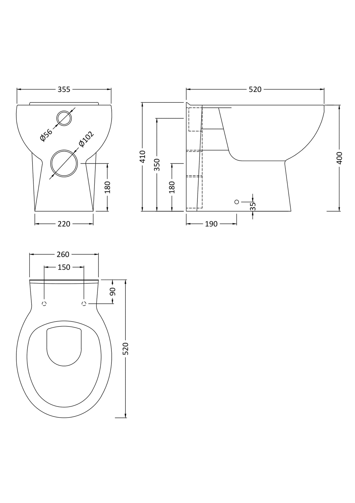 Modern Splash Round Back to Wall Toilet Pan
