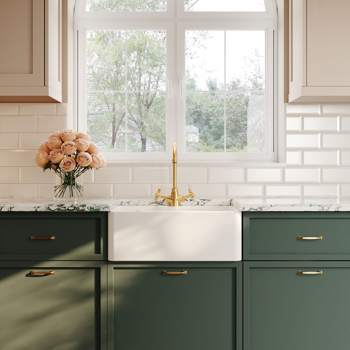 Modern Splash 595mm x 450mm x 220mm Fireclay White 1 Tap Hole Single Bowl Butler Sink With Offset Waste And Overflow