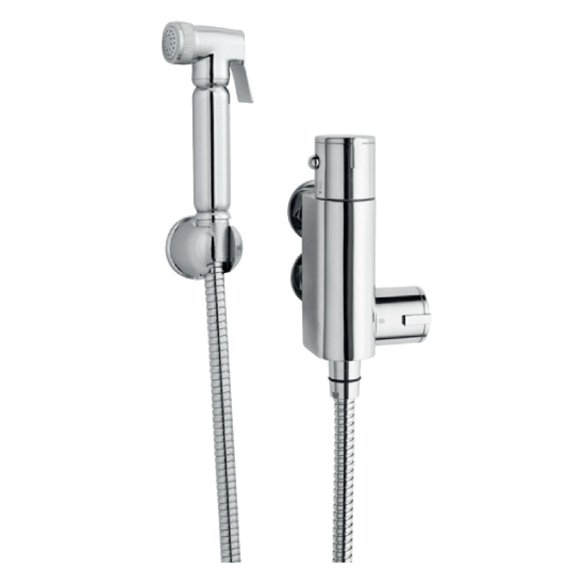 Modern Splash Chrome Thermostatic Bar Shower Valve and Douche Spray Kit