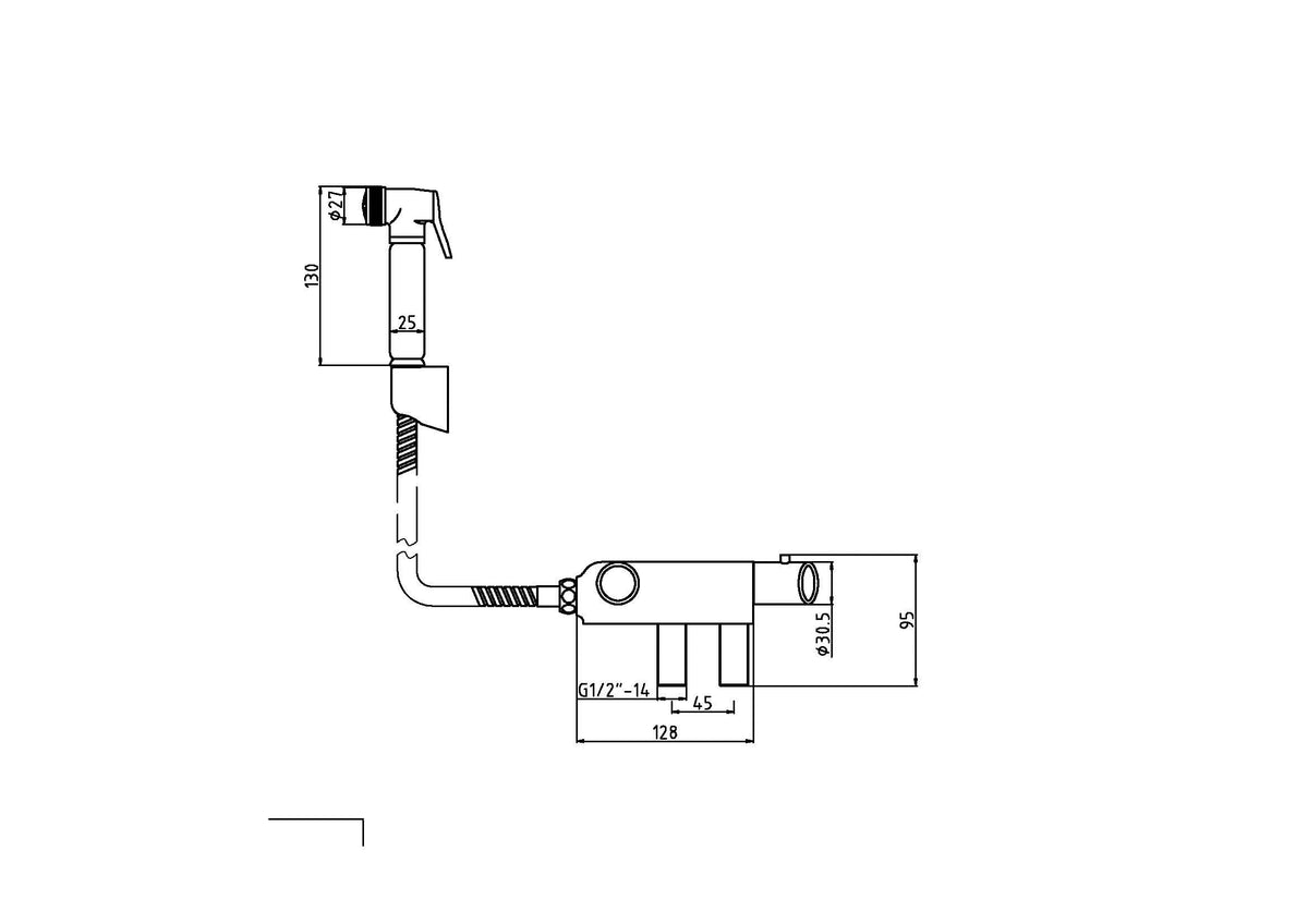 Modern Splash Chrome Thermostatic Bar Shower Valve and Douche Spray Kit