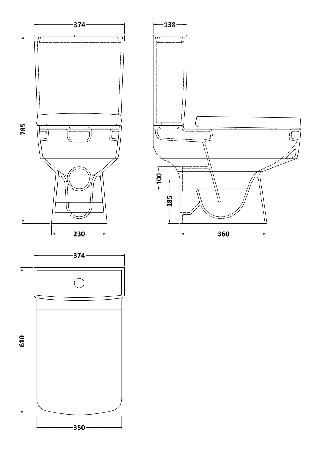 Modern Splash Semi Flush to Wall Square Toilet Pan