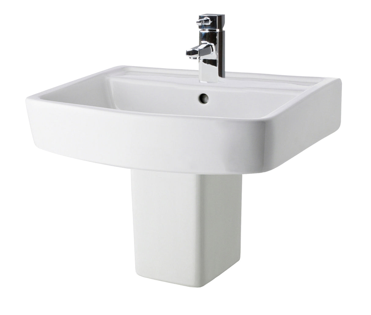 Modern Splash Bliss 1 Tap Hole 520mm Ceramic Basin & Semi Pedestal