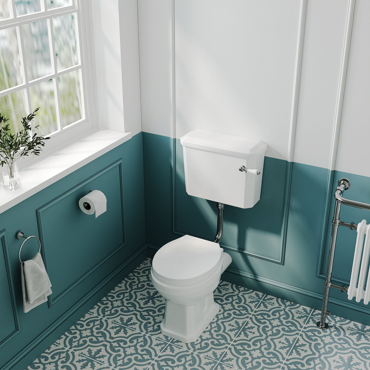 Modern Splash Traditional Low Level Toilet With Cistern & Flush Pipe