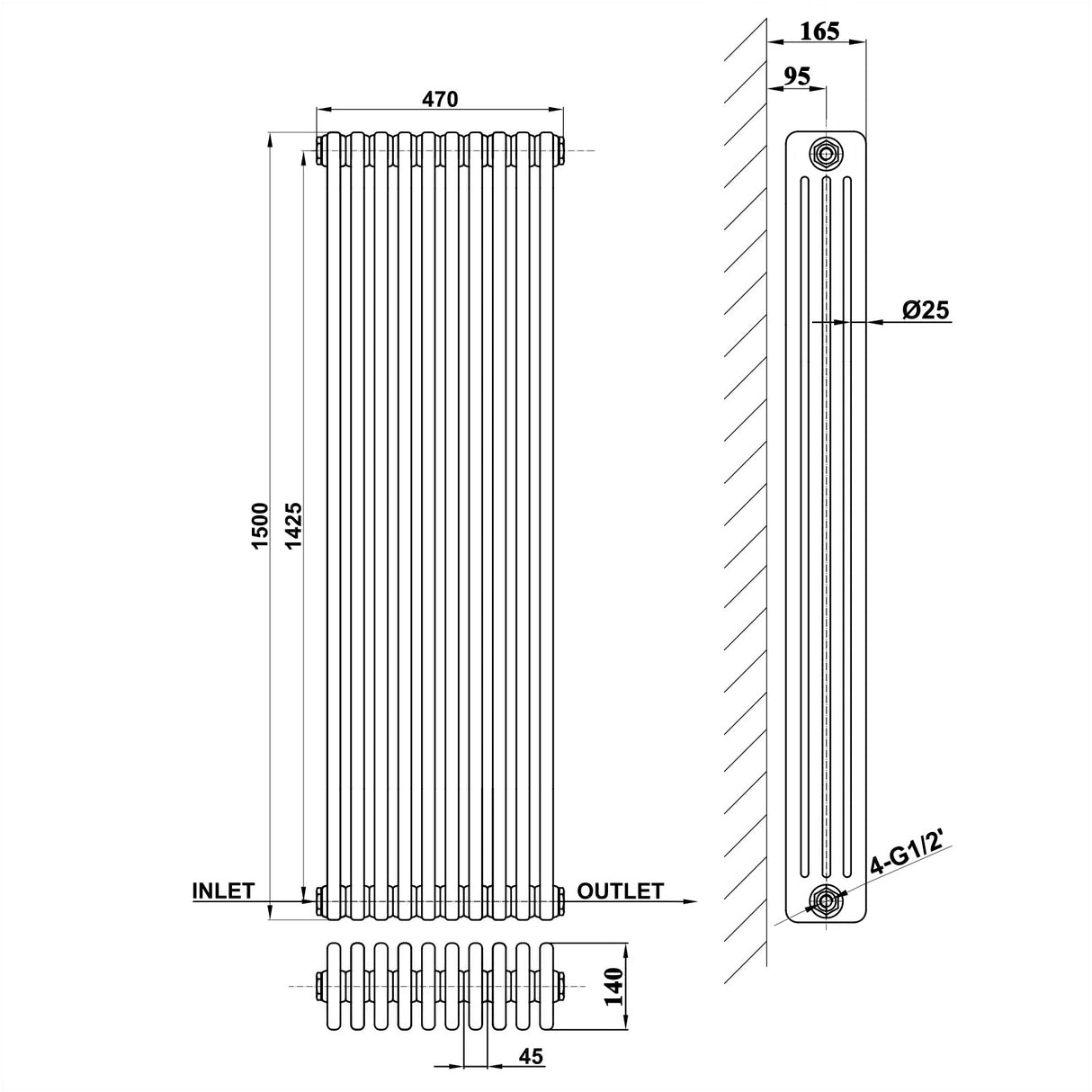 Modern Splash Cast Iron Radiator-CIR15-10-4
