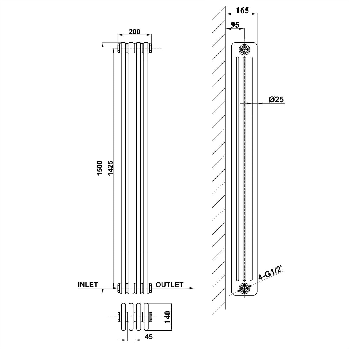 Modern Splash Cast Iron Radiator-CIR15-4-4
