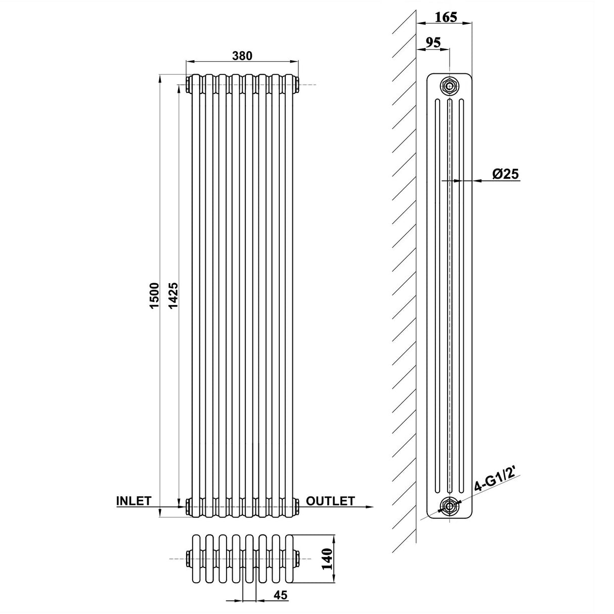 Modern Splash Cast Iron Radiator-CIR15-8-4