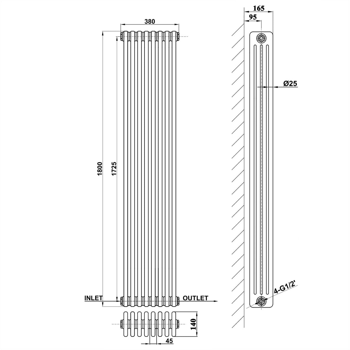 Modern Splash Cast Iron Radiator-CIR18-8-4