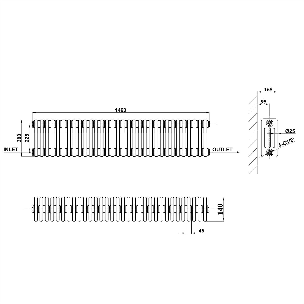 Modern Splash Cast Iron Radiator-CIR3-32-4
