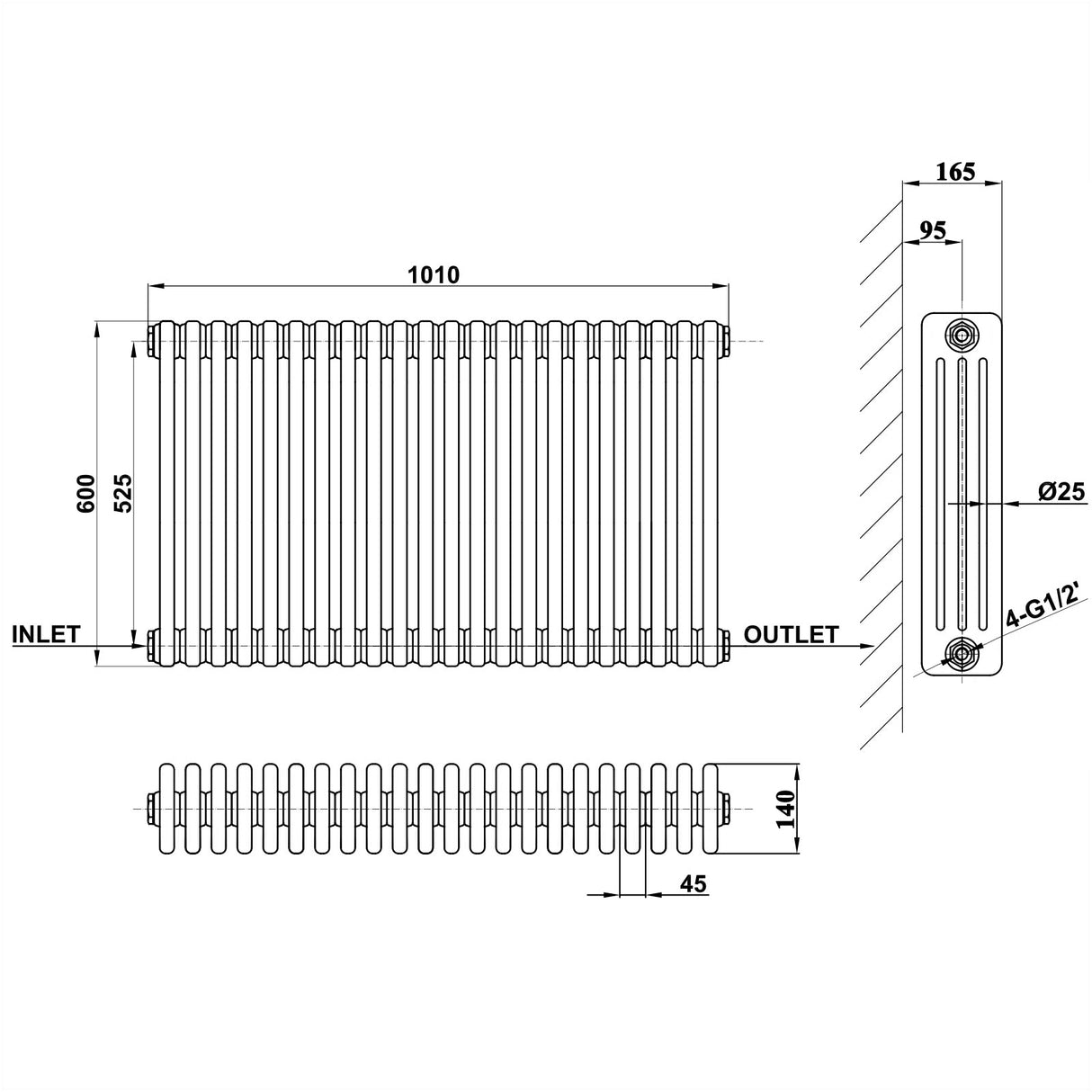 Modern Splash Cast Iron Radiator-CIR6-22-4