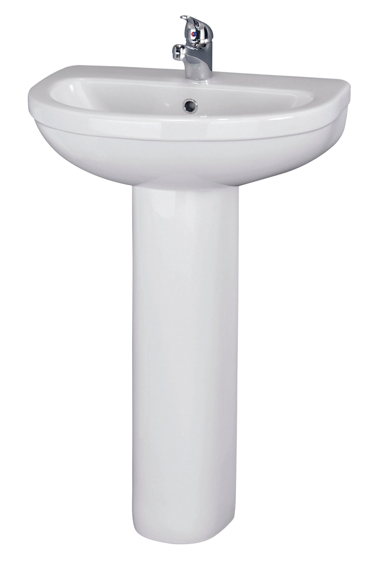 Modern Splash 1 Tap Hole 550mm Ceramic Basin & Pedestal