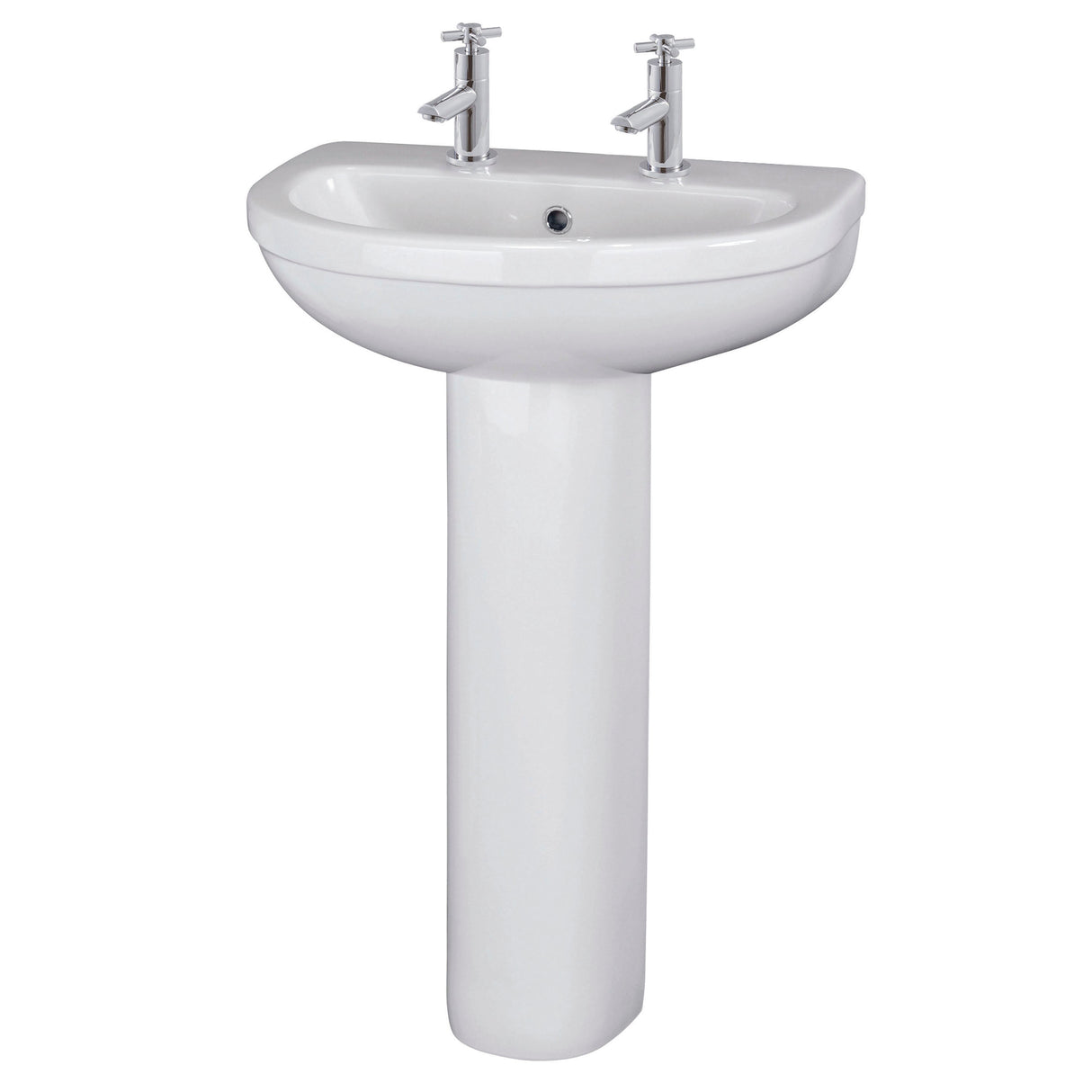 Modern Splash 2 Tap Hole 550mm Ceramic Basin & Pedestal