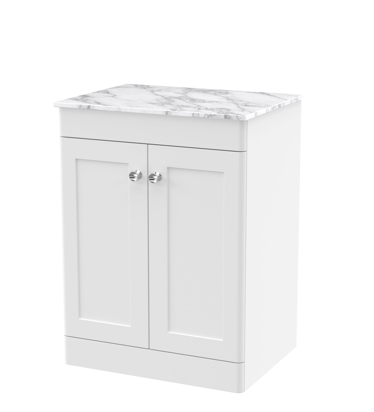 Modern Splash 600mm 2 Door Floor Standing Vanity Unit With Carrara Marble Worktop