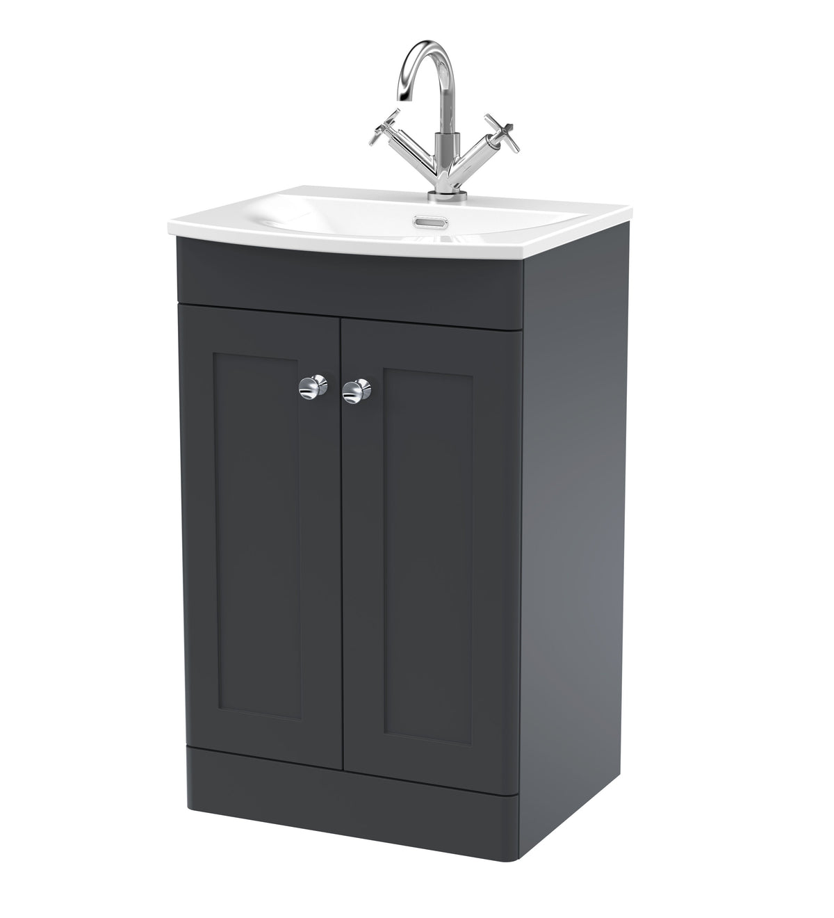 Modern Splash Classique Traditional 500mm Soft Black 2 Door Floor Standing Vanity Unit With Basin