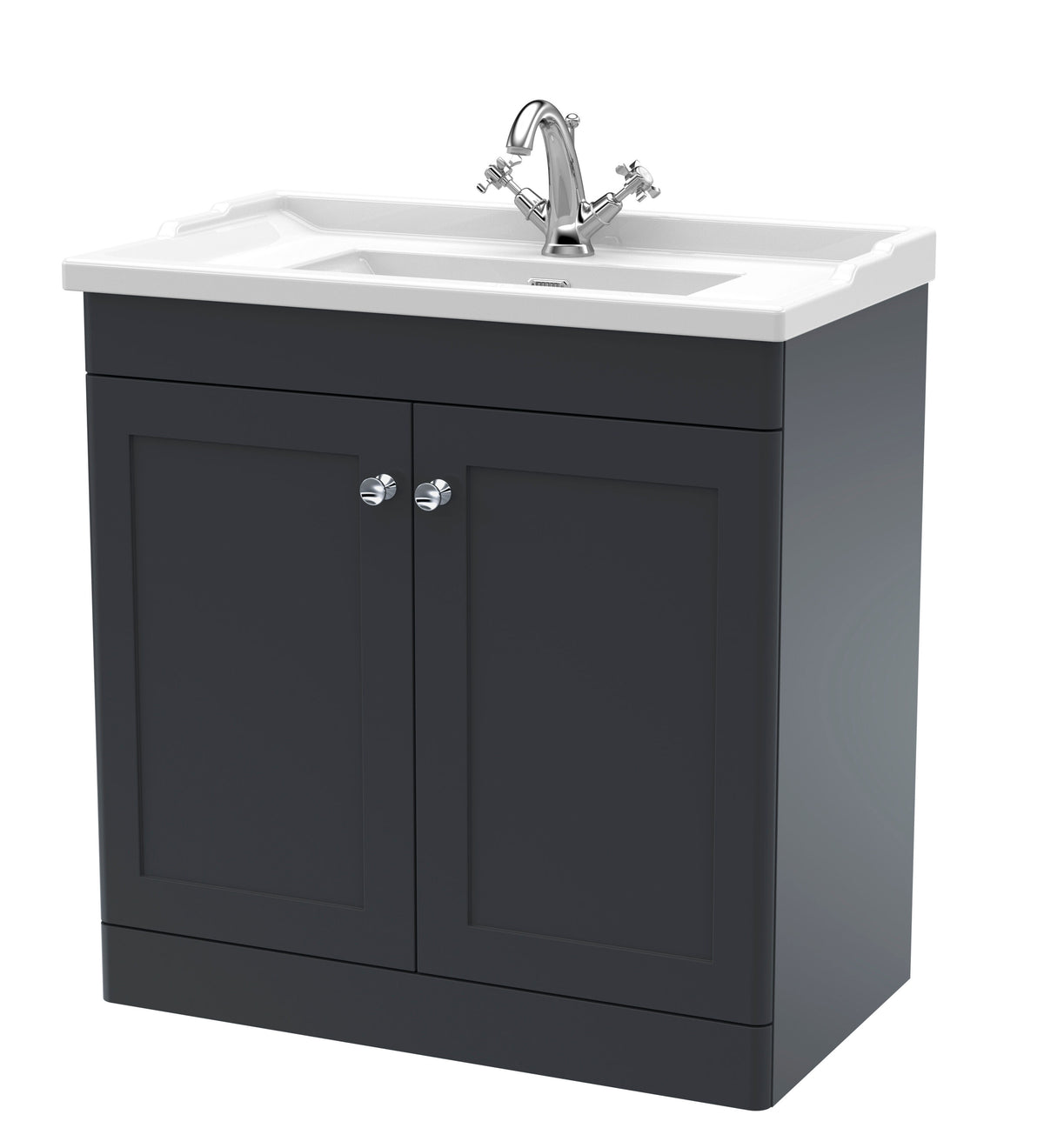 Modern Splash 800mm Soft Black 2 Door Floor Standing Vanity Unit With 1 Tap Hole Basin