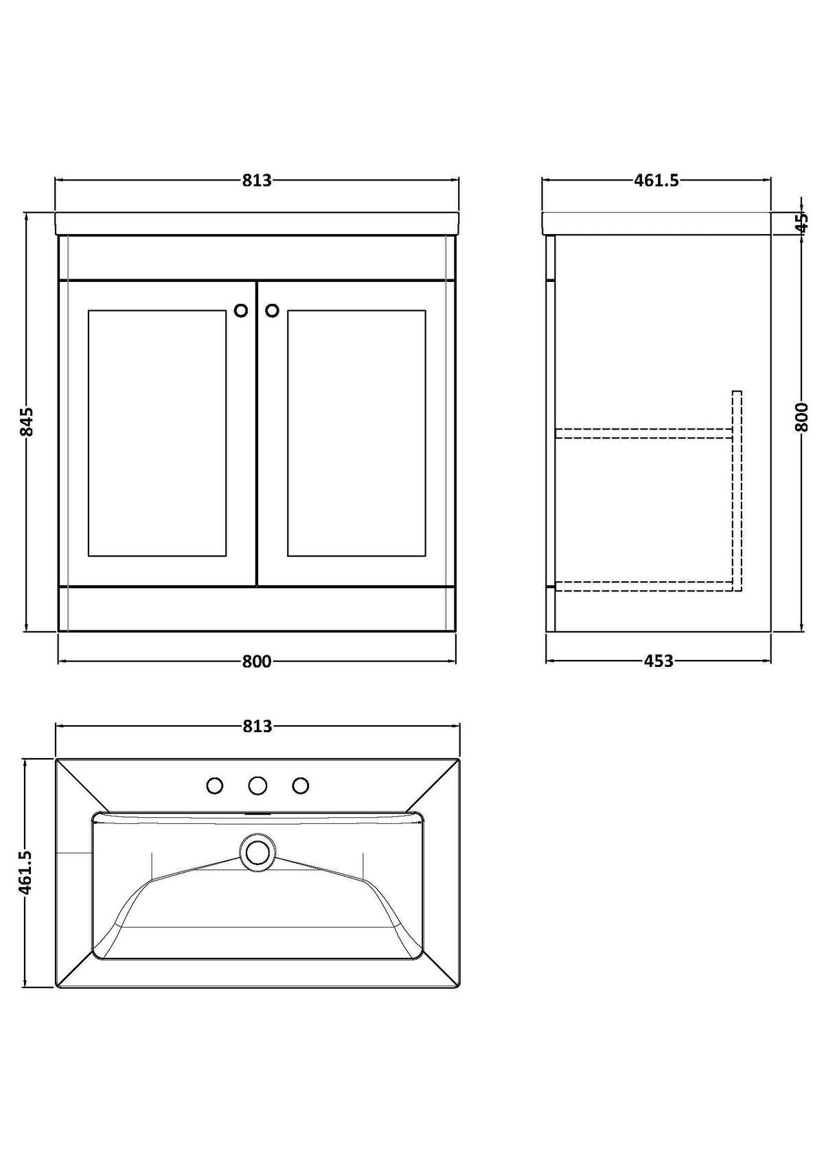 Modern Splash 800mm Satin Green 2 Door Floor Standing Vanity Unit With 3 Tap Hole Fireclay Basin