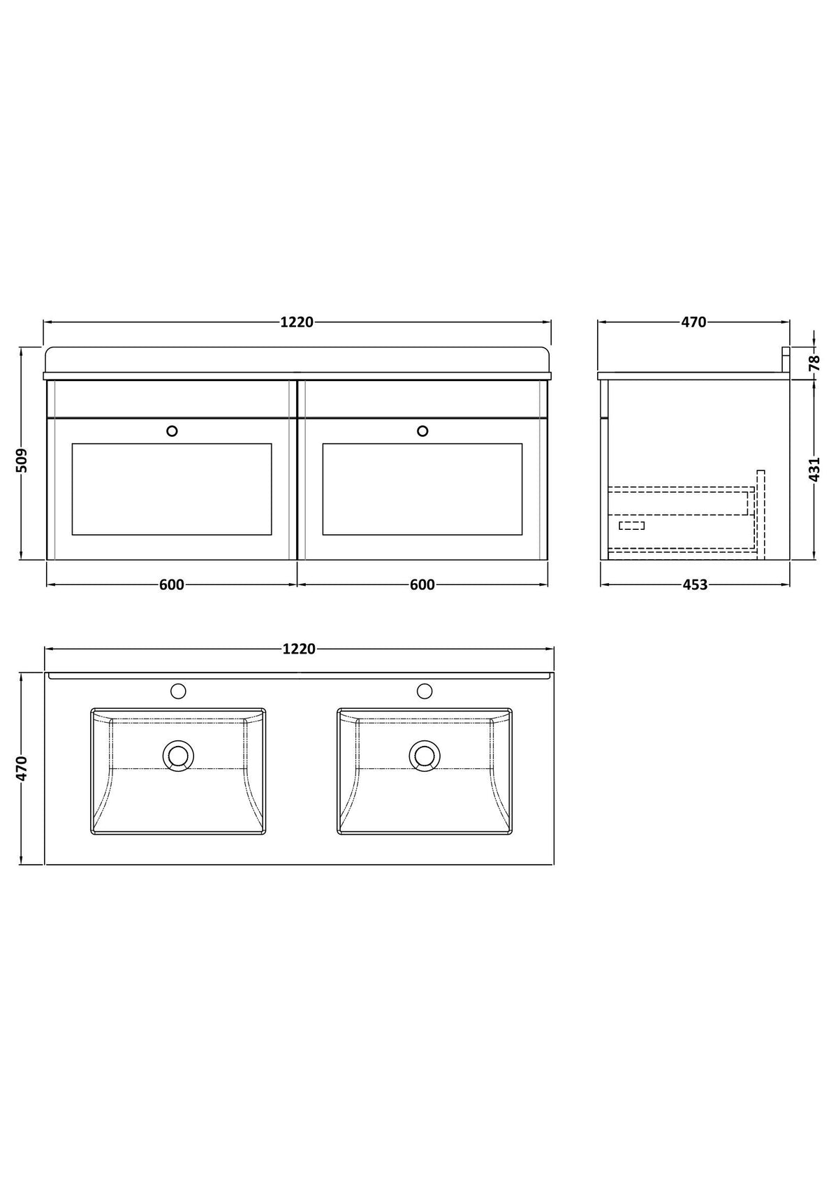 Modern Splash 1200mm Satin Green 2 Drawer Wall Hung Vanity With Twin Marble Basin