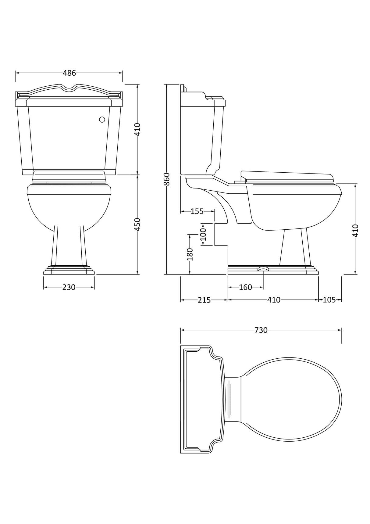Modern Splash Legend Traditional Close Coupled Toilet