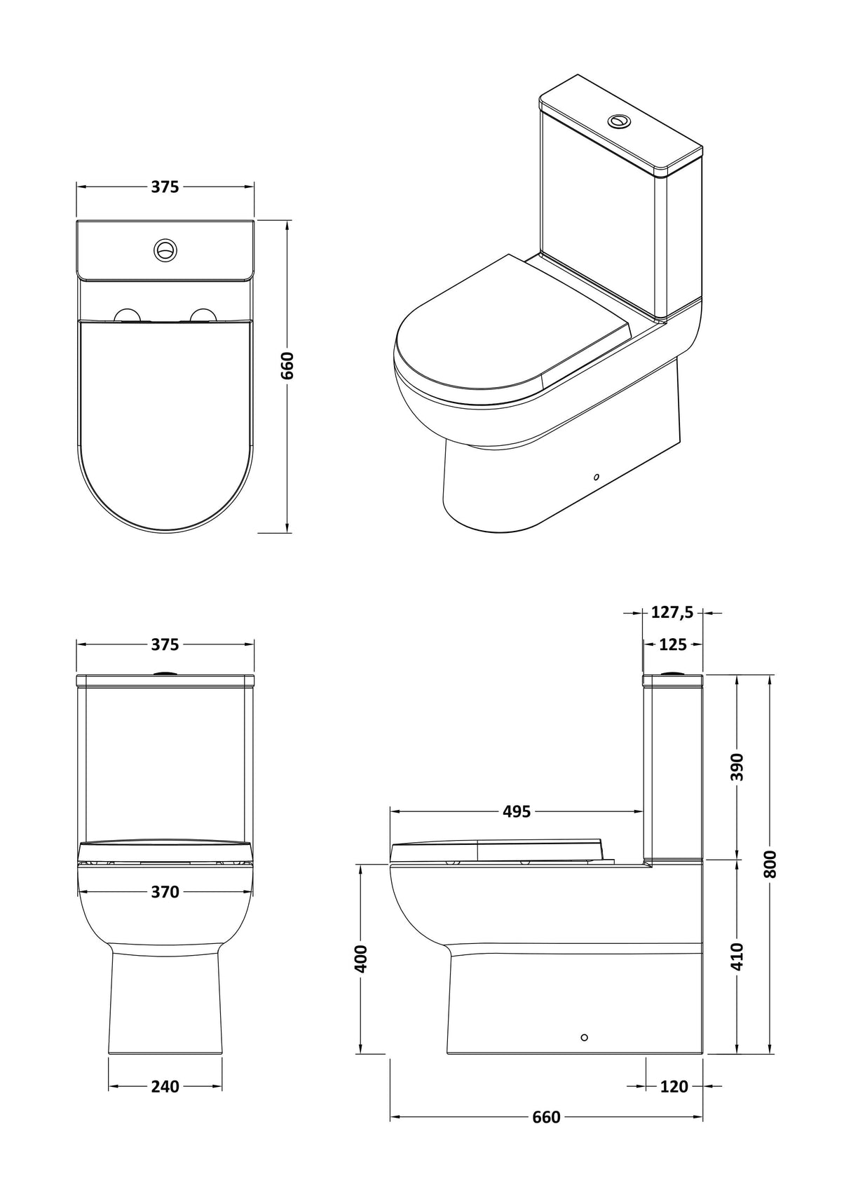 Modern Splash Flush to Wall Toilet Rimless Pan & Cistern