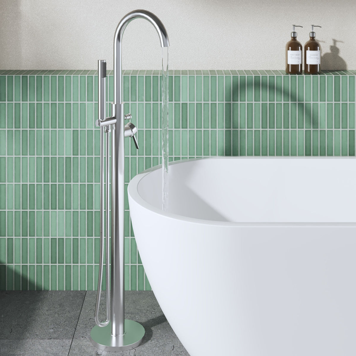 Modern Splash Chrome Floorstanding Bath Shower Mixer