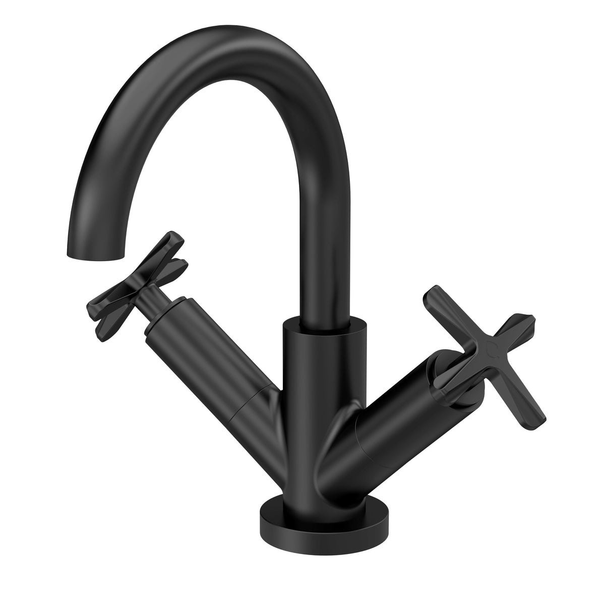 Modern Splash Matt Black Deck Mounted Mono Basin Mixer With Pop Up Waste