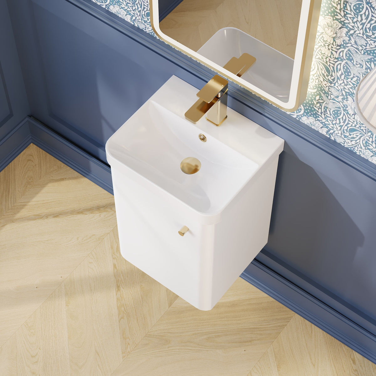 Modern Splash 400mm Gloss White 1 Door Wall Hung Vanity Unit With Basin