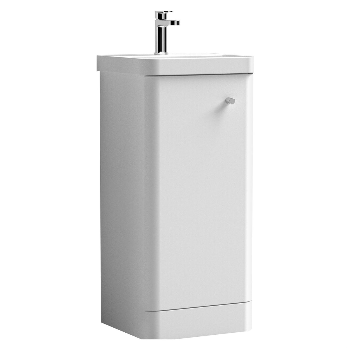 Modern Splash 400mm Gloss White 1 Door Floor Standing Vanity Unit With Basin