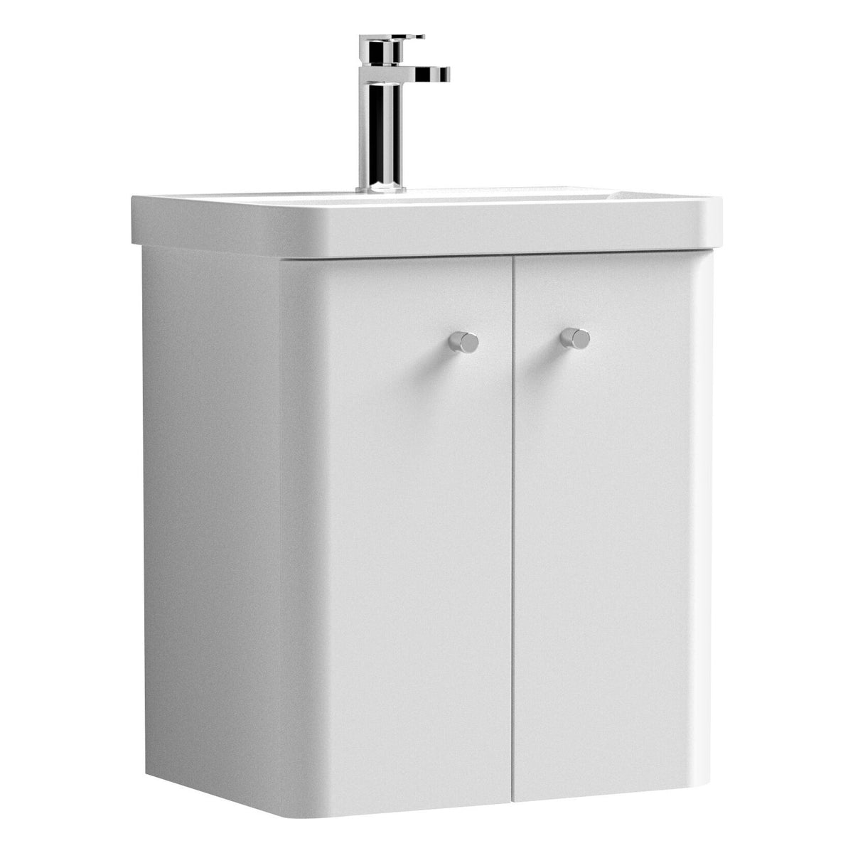 Modern Splash 500mm Gloss White 2 Door Wall Hung Vanity Unit With Basin