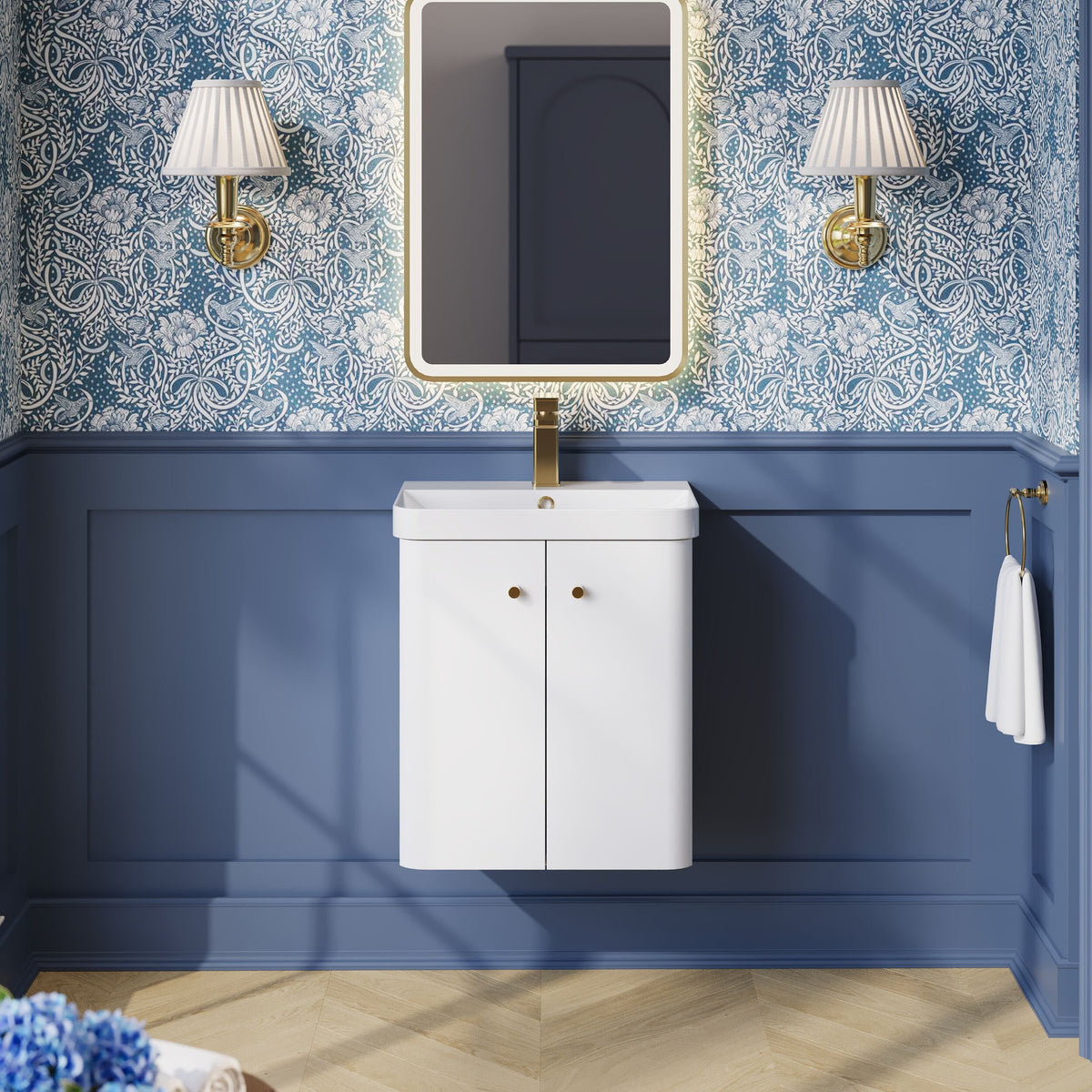 Modern Splash 500mm Gloss White 2 Door Wall Hung Vanity Unit With Basin