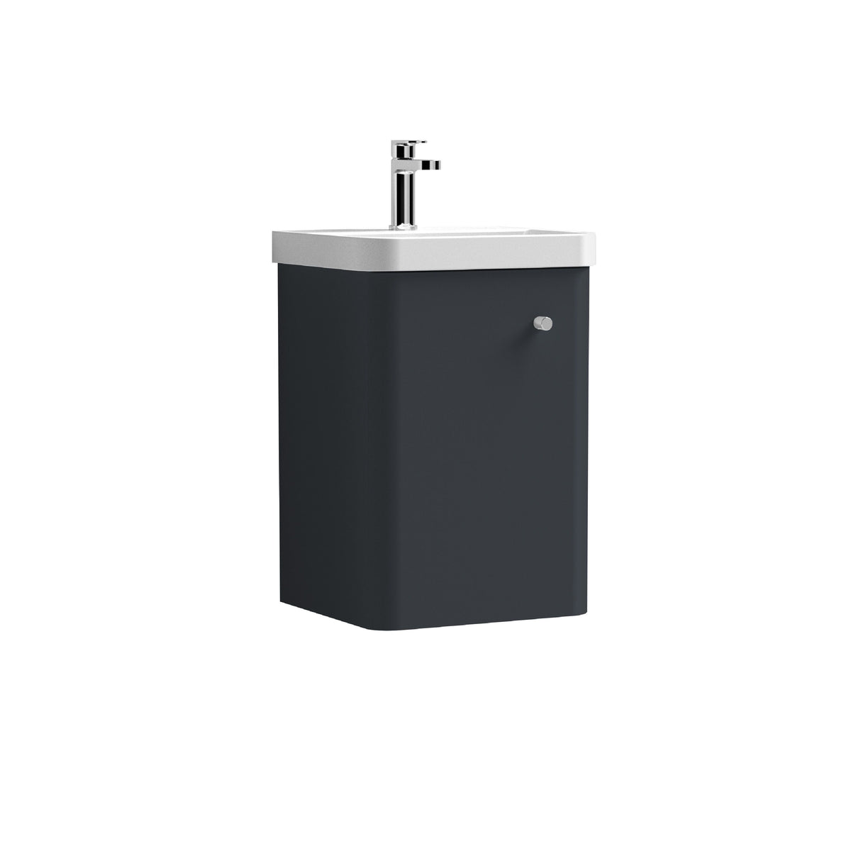 Modern Splash 400mm Soft Black 1 Door Wall Hung Vanity Unit With Basin