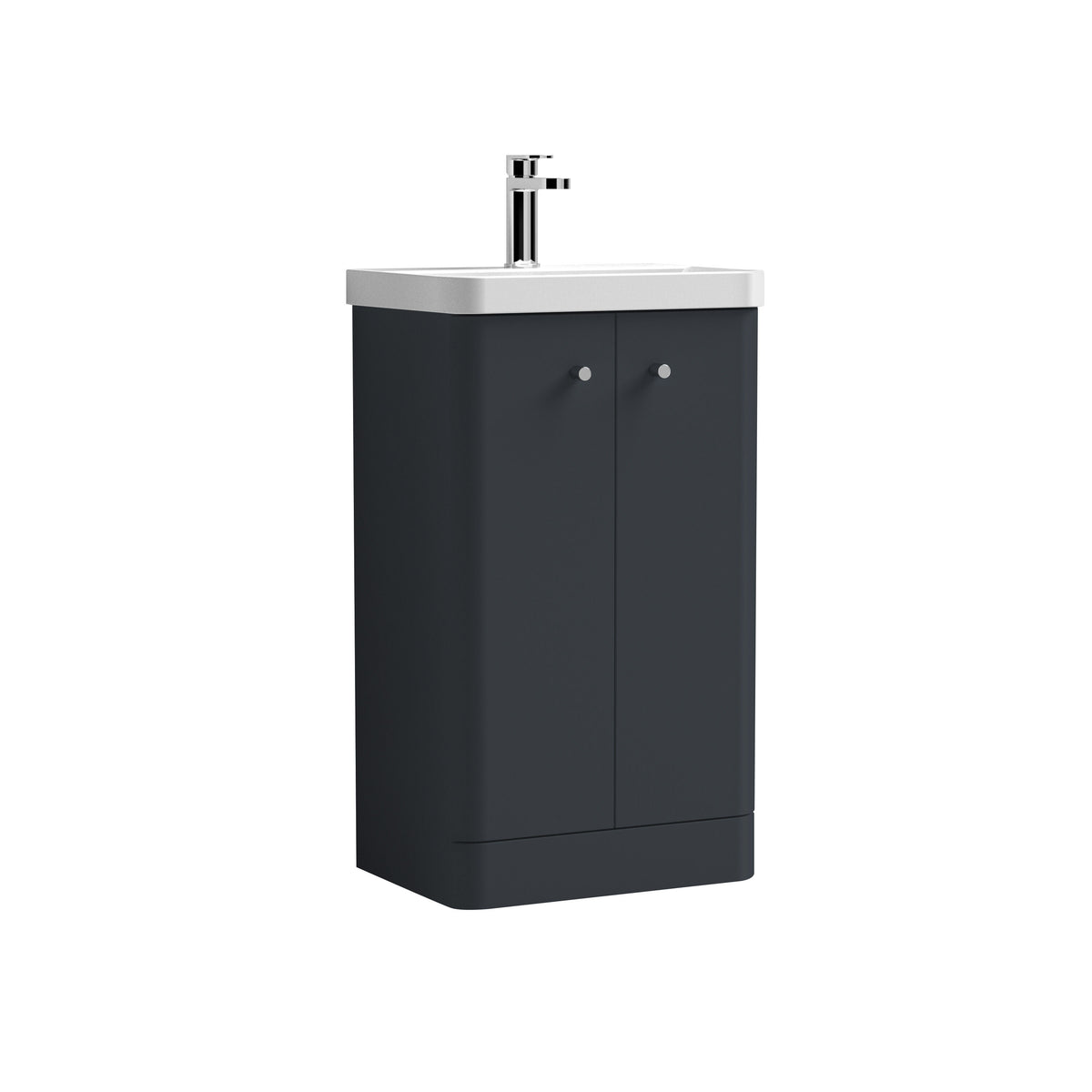 Modern Splash 500mm Soft Black 2 Door Floor Standing Vanity Unit With Basin