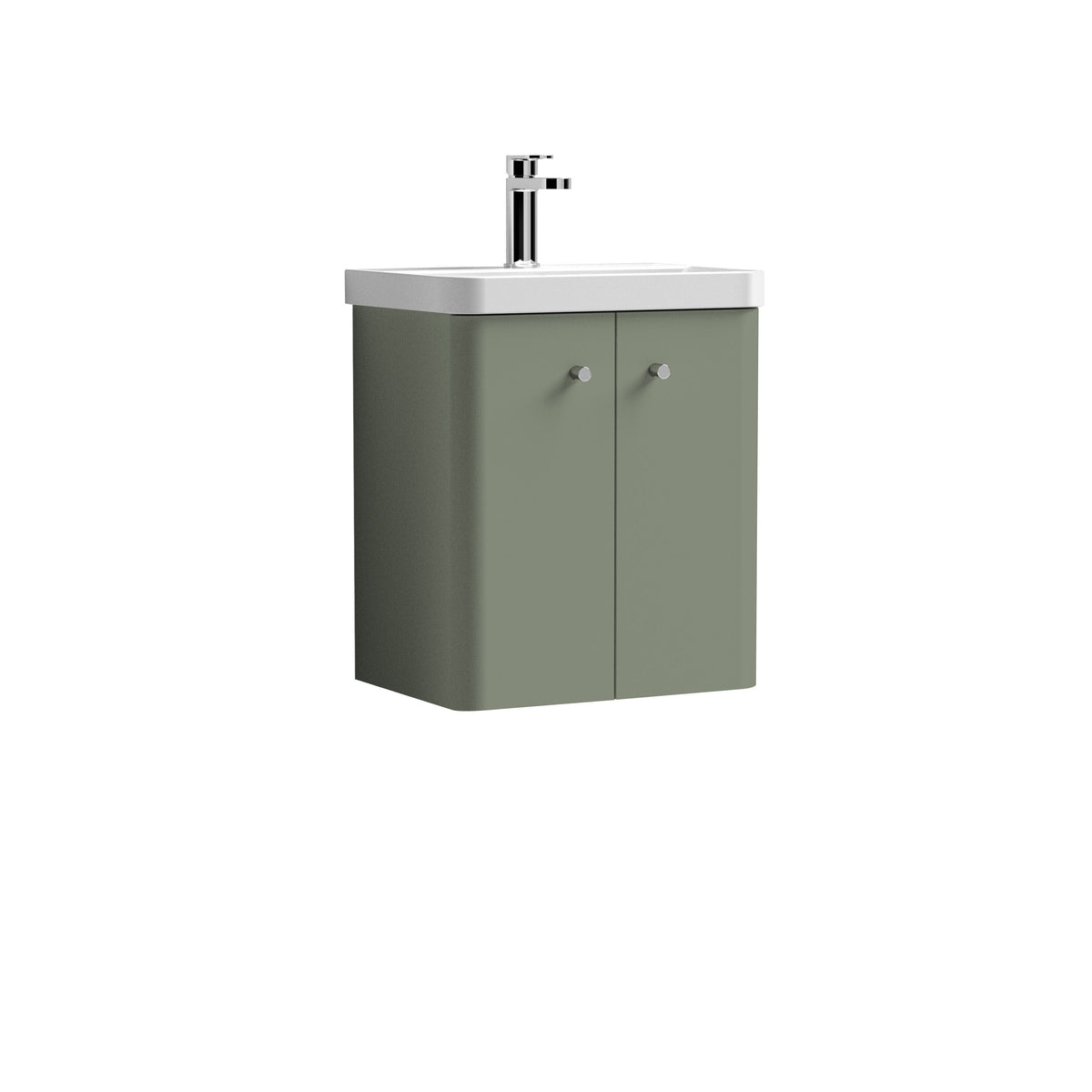 Modern Splash 500mm Satin Green 2 Door Wall Hung Vanity Unit With Basin