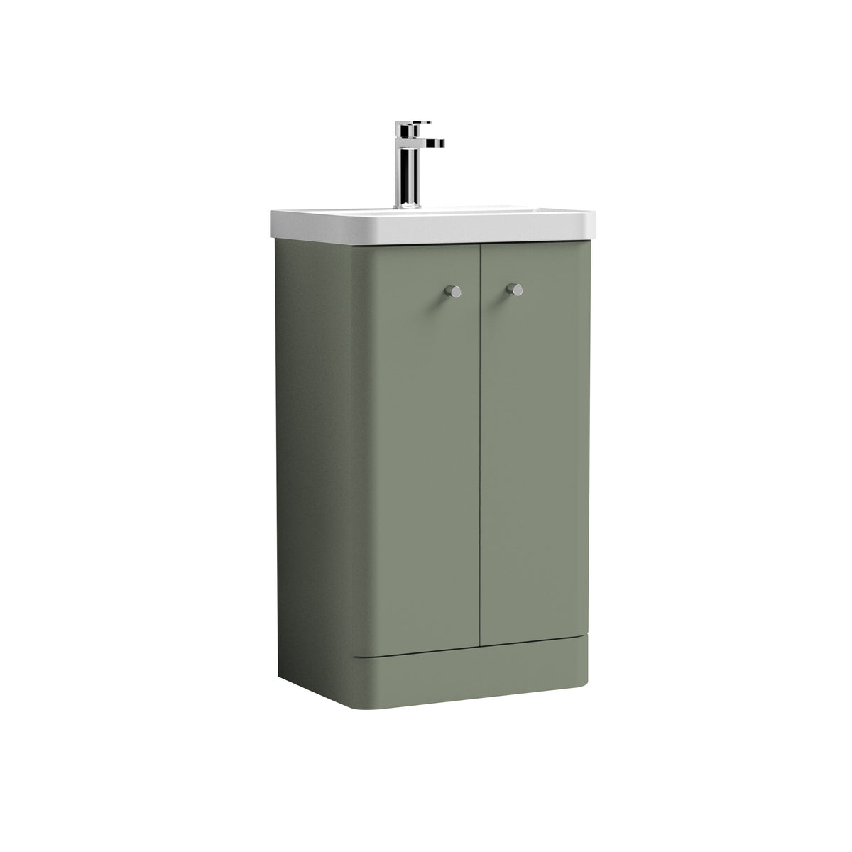 Modern Splash 500mm Satin Green 2 Door Floor Standing Vanity Unit With Basin