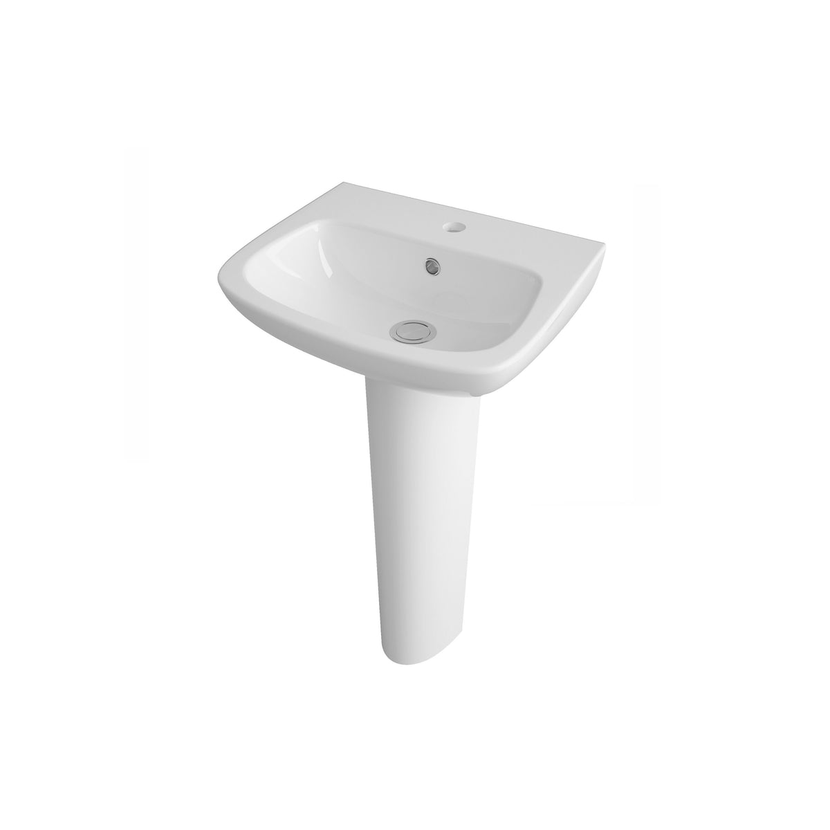 Modern Splash 1 Tap Hole 450mm Ceramic Basin & Pedestal