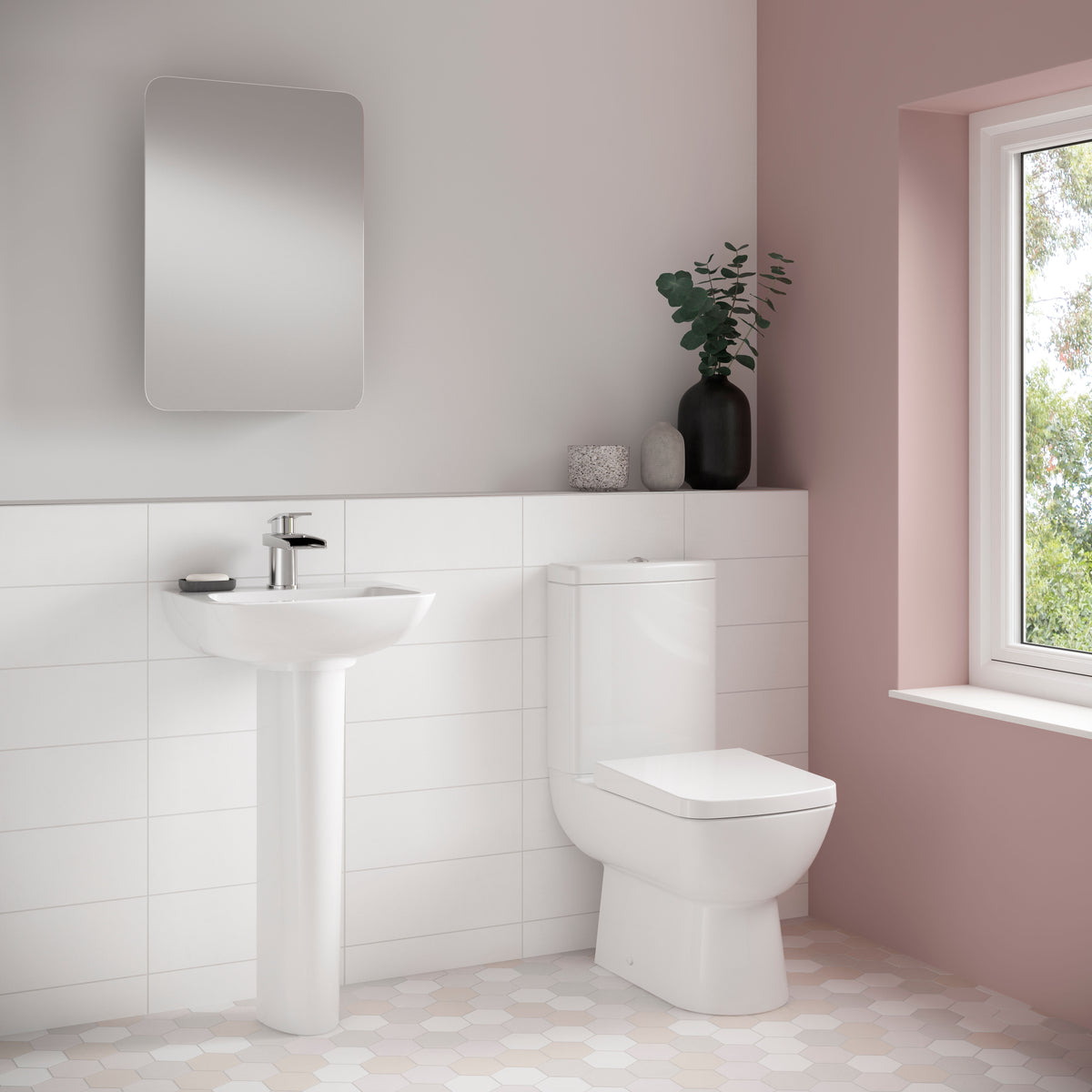 Modern Splash 1 Tap Hole 500mm Ceramic Basin & Pedestal