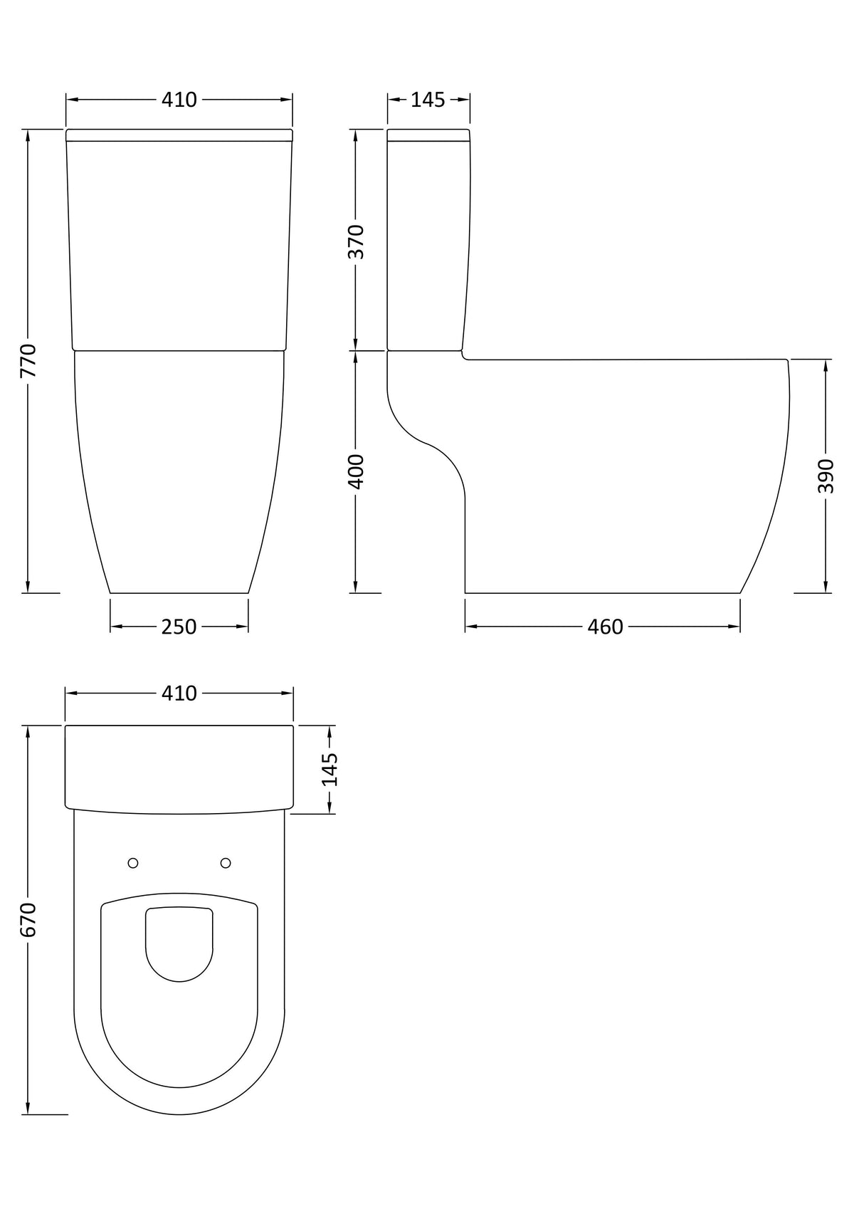 Modern Splash Semi Flush to Wall Close Coupled Toilet Pan