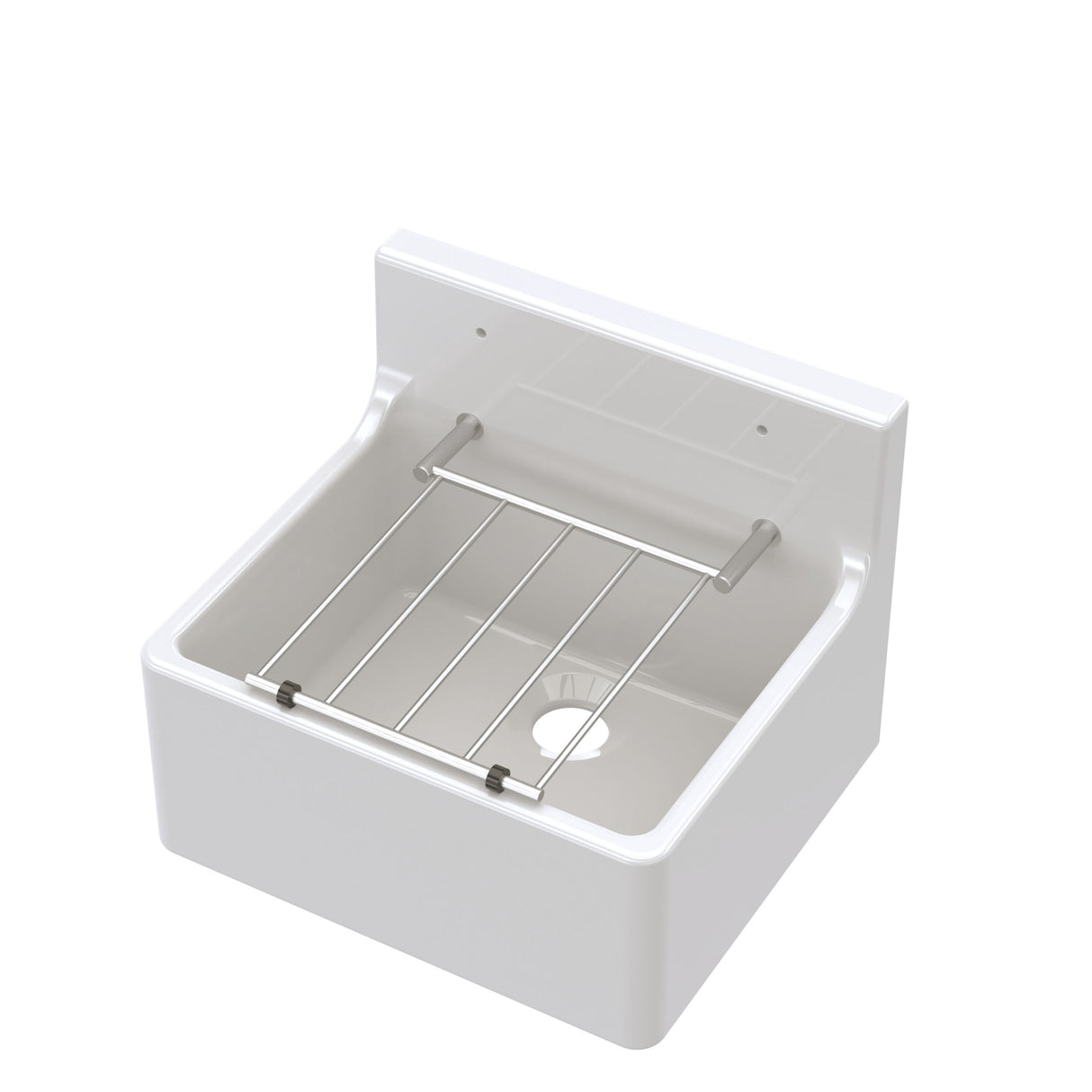 Modern Splash 455mm x 362mm x 396mm Fireclay White Single Bowl Traditional Cleaner Sink With Grid