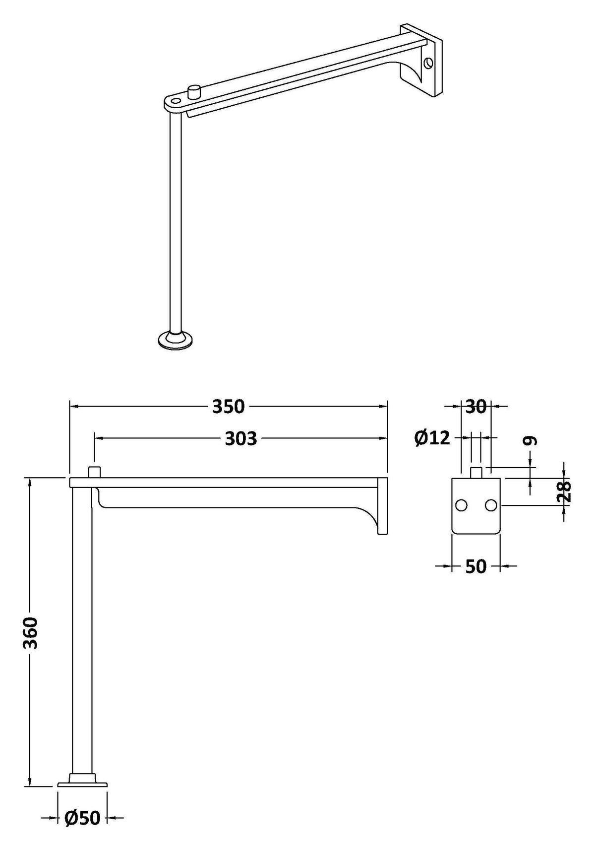 Modern Splash Brushed Steel Cleaner Sink Leg Set And Wall Bracket (Pair)