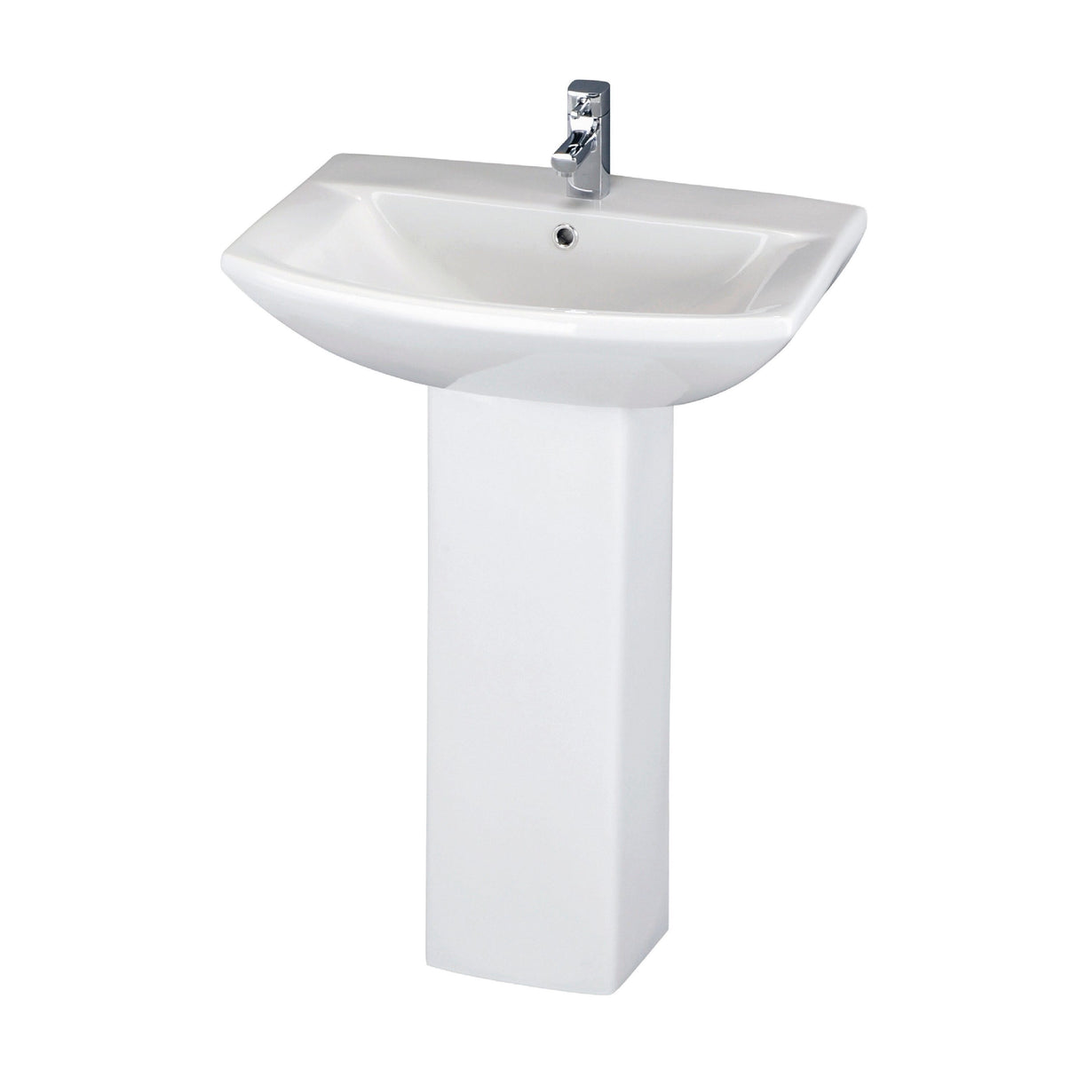 Modern Splash Asselby 1 Tap Hole 600mm Ceramic Basin & Pedestal