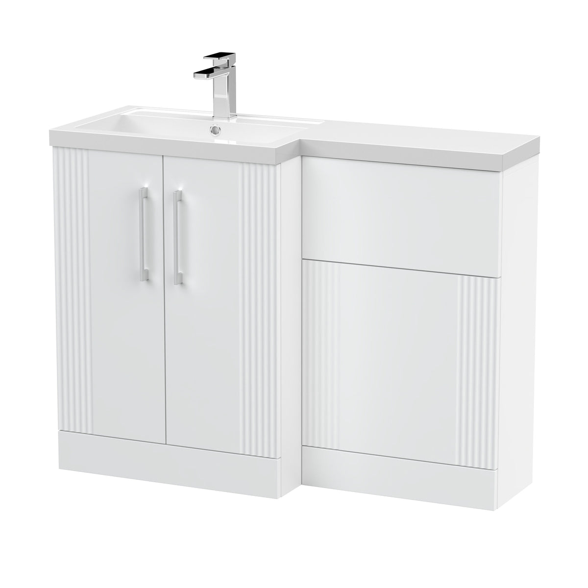 Modern Splash Satin White 1100mm x 390mm Left Hand Combination Unit With Polymarble Basin