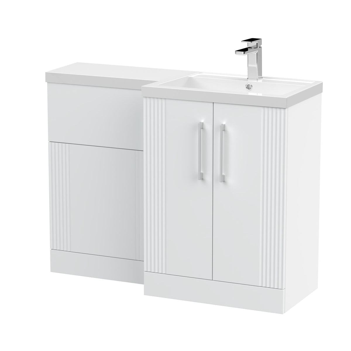 Modern Splash Satin White 1100mm x 390mm Right Hand Combination Unit With Polymarble Basin